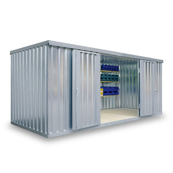 Lagercontainer, Schnellbaucontainer, Blechcontainer, Materialcontainer, Baucontainer, Gerätehaus, 2.150 x 5.080 x 2.170 mm (HxBxT), Boden wählbar 