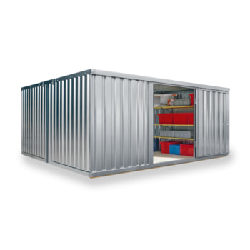 Container, Lagercontainer, Schnellbaucontainer, Materialcontainer, Baucontainer, Gerätehaus, zerlegt, 2.150 x 4.050 x 4.340 mm (HxBxT), Holzfußboden Holzfußboden