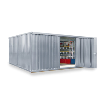 Container, Lagercontainer, Schnellbaucontainer, Materialcontainer, Baucontainer, Gerätehaus, zerlegt, 2.150 x 5.080 x 4.340 mm (HxBxT), Holzfußboden Holzfußboden