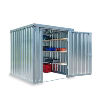Lagercontainer, Schnellbaucontainer, Blechcontainer, Materialcontainer, Baucontainer, Gerätehaus, 2.150 x 2.100 x 2.170 mm (HxBxT) ohne Boden
