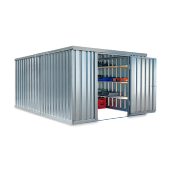 Container, Lagercontainer, Schnellbaucontainer, Materialcontainer, Baucontainer, Gerätehaus, zerlegt, 2.150 x 3.050 x 4.340 mm (HxBxT) ohne Boden