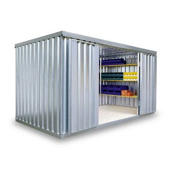 Lagercontainer montiert, Schnellbaucontainer, Materialcontainer, Baucontainer, Container, Gerätehaus, 2.150 x 4.050 x 2.170 mm (HxBxT), Holzfußboden 