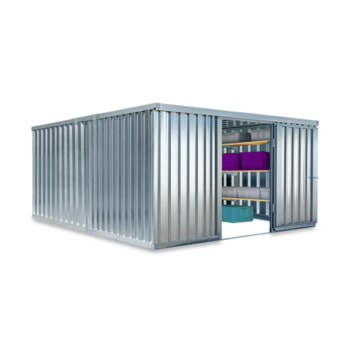 Container, Lagercontainer, Schnellbaucontainer, Materialcontainer, Baucontainer, Gerätehaus, zerlegt, 2.150 x 4.050 x 4.340 mm (HxBxT) ohne Boden
