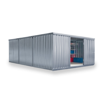 Container, Lagercontainer, Schnellbaucontainer, Materialcontainer, Baucontainer, Gerätehaus, zerlegt, 2.150 x 4.050 x 6.520 mm (HxBxT), Holzfußboden Holzfußboden