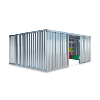Container, Lagercontainer, Schnellbaucontainer, Materialcontainer, Baucontainer, Gerätehaus, zerlegt, 2.150 x 5.080 x 4.340 mm (HxBxT) ohne Boden