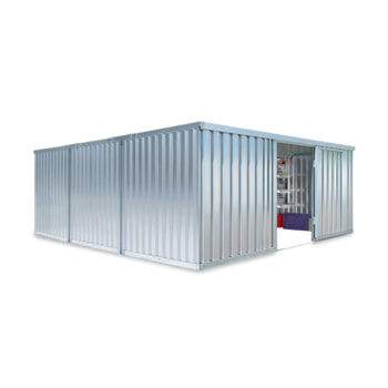 Container, Lagercontainer, Schnellbaucontainer, Materialcontainer, Baucontainer, Gerätehaus, zerlegt, 2.150 x 5.080 x 6.520 mm (HxBxT) ohne Boden