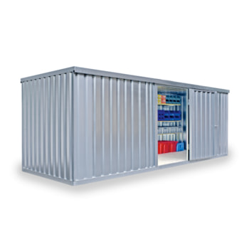 Lagercontainer, Schnellbaucontainer, Blechcontainer, Materialcontainer, Baucontainer, Gerätehaus, 2.150 x 6.080 x 2.170 mm (HxBxT), Holzfußboden Holzfußboden
