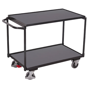 Tischwagen - 2 Etagen mit Rand - Griff waagerecht - Traglast 250 kg - Ladefläche und Rahmenfarbe wählbar 