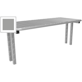 Drahtgitter-Tisch für Außenbereich, zum Einbetonieren, Farbe weißaluminium, 730 x 1.795 x 770 mm (HxB) RAL 9006 Weißaluminium