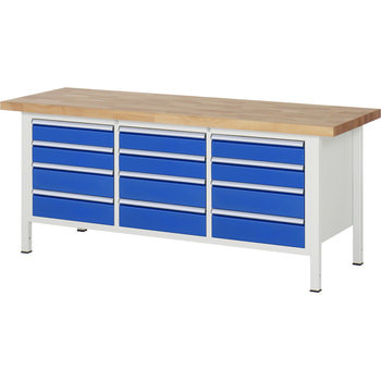 Werkbank mit 12 Schubladen - Teilauszug - 180:4 - 840 x 2.000 x 700 mm (HxBxT) - Traglast 1.250 kg - Buche Teilauszug | 700 mm