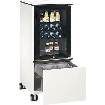 Kühlschrank Caddy, Konferenzboy, Minibar für Besprechungsraum, Servicewagen, 230 V, Abfallsammler, Farbe wählbar, 1.157 x 500 x 600 mm (HxBxT) 