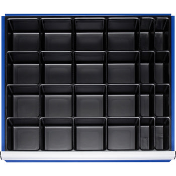 Schubladen-Einteilungsset für XL-Schubladen 680 x 560 mm (BxT), Kleinteileeinsatz mit 24 Fächern, für Fronthöhen 60 und 90 mm 