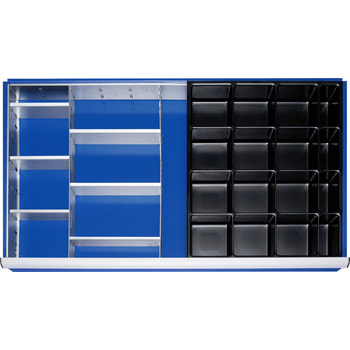Schubladen-Einteilungsset für XXL-Schubladen 1.055 x 560 mm (BxT), Kleinteileeinsatz mit 16 Fächern, für Fronthöhen 180 bis 360 mm 