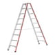 Beispielabbildung Stufenstehleiter mit Plattform: hier in der Ausführung Länge 2.280 mm, 2x9 Stufen