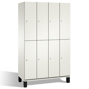 Fächerschrank, Stahlschrank, doppelstöckig, Türöffnungsbegrenzer, mit Füßen, Korpus graualuminium, Tür Eisenglimmer, 1.980 x 1.200 x 525 mm (HxBxT) DB 703 Eisenglimmer | RAL 9007 Graualuminium