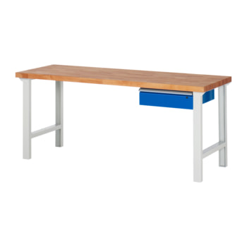 Werkbank mit 1 Schublade - 150:1 - 840 x 2.000 x 700 mm (HxBxT) - Traglast 750 kg - Buche 700 mm