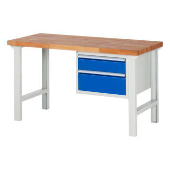 Werkbank mit 2 Schubladen - Teilauszug - 150:1 / 210:1 - 840 x 1.500 x 700 mm (HxBxT) - Traglast 750 kg - Buche Teilauszug | 700 mm