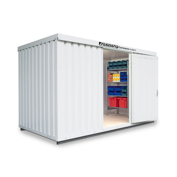 Isolierter Lagercontainer - Materialcontainer - 4.050 x 2.170 mm (BxT) - mit Isolierboden - Einflügeltür, kurze Seite - grauweiß Isolierboden