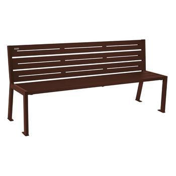 Stahl Sitzbank mit Rüchenlehne - 821 x 1.800 mm (HxB) - 6 Sitzleisten - Farbe Schokoladenbraun RAL 8017 Schokoladen-braun