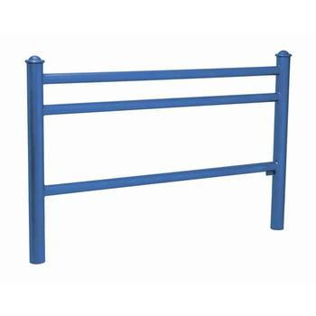 Geländer 3 Stahlrohre - 1.000 x 1.572 mm - Pfosten mit Helmkopf - Farbe enzianblau - Außengeländer Systemgeländer RAL 5010 Enzianblau | Helmkopf