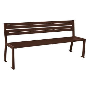 Stahl Sitzbank mit Rüchenlehne - 821 x 1.800 mm (HxB) - 5 Sitzleisten - Farbe Schokoladenbraun RAL 8017 Schokoladen-braun