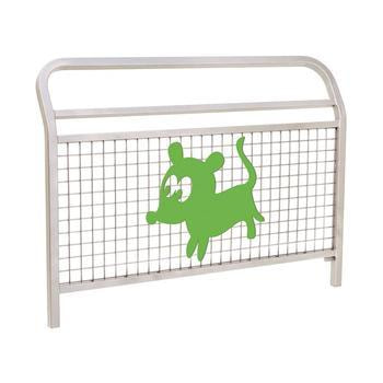 Geländer mit Gitter und Hund - 1.100 x 1.500 mm - Pfosten mit Querholm - Farbe wählbar - Außengeländer Systemgeländer 