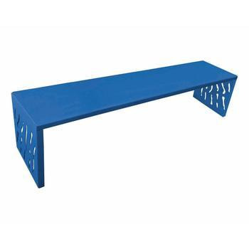 Sitzbank gestanztes Blech - aus Stahl - 450 x 1.800 x 450 mm (HxBxT), Farbe enzianblau RAL 5010 Enzianblau