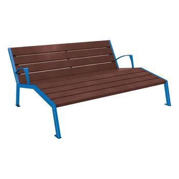Liegestuhl aus Kunststoff und Stahlstreben - mit Armlehnen - 808 x 1.800 mm (HxB) - Farbe enzianblau - Parkbank - Gartenbank RAL 5010 Enzianblau