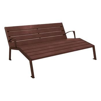 Liegestuhl aus Kunststoff und Stahlstreben - mit Armlehnen - 808 x 1.800 mm (HxB) - Farbe Schokoladen-braun - Parkbank - Gartenbank RAL 8017 Schokoladen-braun