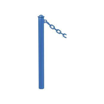 Pfosten mit Helmkopf und 1 Öse - Durchmesser 76 mm - Höhe 1.000 mm - Farbe enzianblau 1 Öse | RAL 5010 Enzianblau