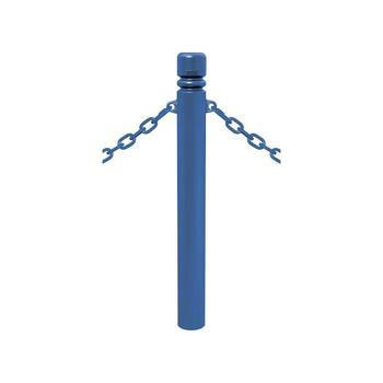 Pfosten mit Ringkopf und 2 Ösen - Durchmesser 114 mm - Höhe 1.000 mm - Farbe enzianblau 2 Ösen | RAL 5010 Enzianblau