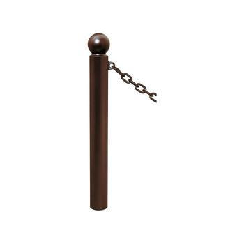 Pfosten mit Kugelkopf und 1 Öse - Durchmesser 114 mm - Höhe 1.000 mm - Farbe Schokoladenbraun 1 Öse | RAL 8017 Schokoladenbraun