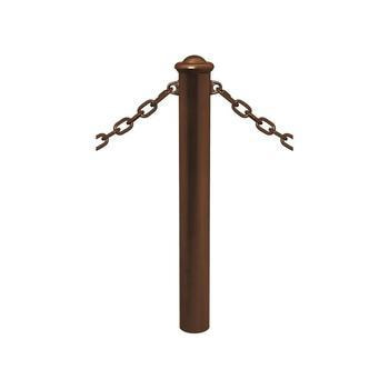 Pfosten mit Helmkopf und 2 Ösen - Durchmesser 114 mm - Höhe 1.000 mm - Farbe Schokoladenbraun 2 Ösen | RAL 8017 Schokoladenbraun