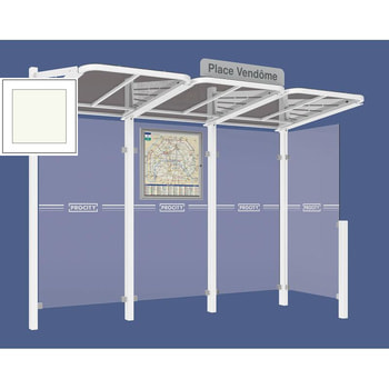 Buswartehalle - Unterstand - modular - Fahrplankasten - Haltestellenschild - Seitenwand rechts - 2.200 x 3.000 x 1.500 mm (HxBxT) - reinweiß RAL 9010 Reinweiß