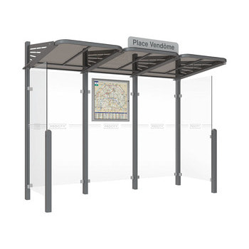 Buswartehalle - Unterstand - modular - Fahrplankasten - Haltestellenschild - Seitenwände - 2.200 x 3.000 x 1.500 mm (HxBxT) - grau Grau
