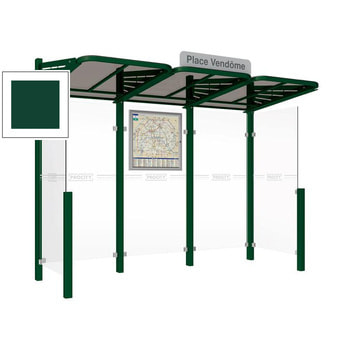 Buswartehalle - Unterstand - modular - Fahrplankasten - Haltestellenschild - Seitenwände - 2.200 x 3.000 x 1.500 mm (HxBxT) - moosgrün RAL 6005 Moosgrün