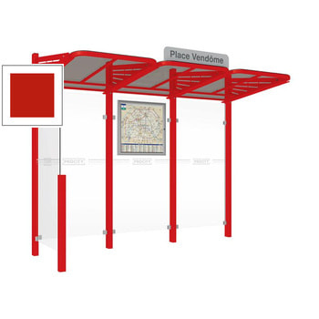 Buswartehalle - Unterstand - modular - Fahrplankasten - Haltestellenschild - Seitenwand links- 2.200 x 3.000 x 1.500 mm (HxBxT) - verkehrsrot RAL 3020 Verkehrsrot