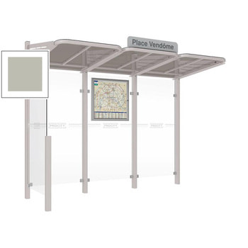 Buswartehalle - Unterstand - modular - Fahrplankasten - Haltestellenschild - Seitenwand links- 2.200 x 3.000 x 1.500 mm (HxBxT) - Seidengrau RAL 7044 Seidengrau