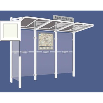 Buswartehalle - Unterstand - modular - Fahrplankasten - Haltestellenschild - Seitenwand links- 2.200 x 3.000 x 1.500 mm (HxBxT) - reinweiß RAL 9010 Reinweiß