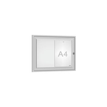 Schaukasten - Einflügeltür - 2xA4 - Querformat - 400 x 550 x 30 mm (HxBxT) - silber, eloxiert - Infokasten - Präsentationsvitrine Silber, eloxiert