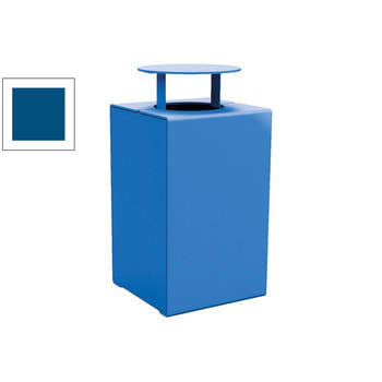Abfalleimer aus Stahl - 120 l - 950 x 450 x 450 mm (HxBxT) - mit Deckel - Verankerungsstäbe - Farbe enzianblau RAL 5010 Enzianblau