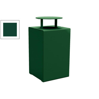Abfalleimer aus Stahl - 120 l - 950 x 450 x 450 mm (HxBxT) - mit Deckel - Verankerungsstäbe - Farbe moosgrün RAL 6005 Moosgrün