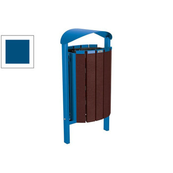 Mülleimer aus Stahl und Kunststoff - Volumen 50 l - Dach - 953 x 502 x 344 mm (HxBxT) - Einbetonierung - Farbe enzianblau RAL 5010 Enzianblau