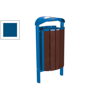 Mülleimer aus Stahl und Kunststoff - Volumen 50 l - Dach mit Ascher - 953 x 502 x 344 mm (HxBxT) - Einbetonierung - Farbe enzianblau RAL 5010 Enzianblau