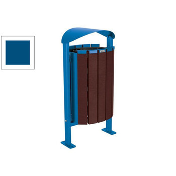 Mülleimer aus Stahl und Kunststoff - Volumen 50 l - Dach - 953 x 502 x 344 mm (HxBxT) - Aufdübeln - Farbe enzianblau RAL 5010 Enzianblau