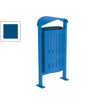 Mülleimer aus Stahl - Volumen 50 l - Dach - 953 x 502 x 344 mm (HxBxT) - Aufdübeln - Farbe enzianblau RAL 5010 Enzianblau