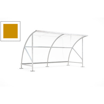 Fahrradunterstand mit Bogendach, 2.090 mm breit, Farbe Honiggelb (die Abbildung zeigt den Unterstand mit unbeschichtetem Stahl)