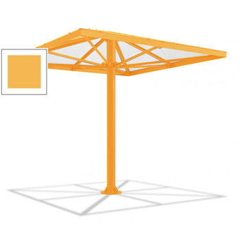 Überdachung Stahlschirm viereckig mit Kunststoffdach - für 8-10 Personen - 3.066 x 3.000 x 3.000 mm (HxBxT) - Farbe Safrangelb RAL 1017 Safrangelb