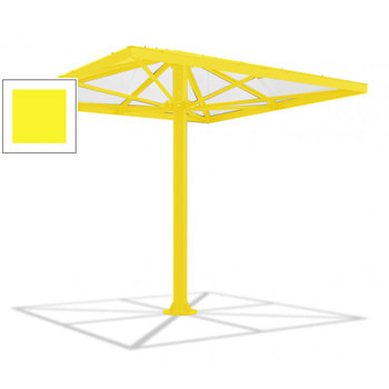 Überdachung Stahlschirm viereckig mit Kunststoffdach - für 8-10 Personen - 3.066 x 3.000 x 3.000 mm (HxBxT) - Farbe zinkgelb RAL 1018 Zinkgelb