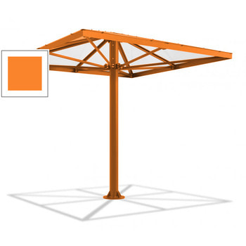 Überdachung Stahlschirm viereckig mit Kunststoffdach - für 8-10 Personen - 3.066 x 3.000 x 3.000 mm (HxBxT) - Farbe Pastellorange RAL 2003 Pastellorange